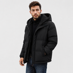 Men’s Winter Jacket with 2-in-1 Look – Padded Hooded Jacket