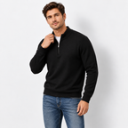 Men’s Warm Stand Collar Zip-Up Knit Sweater – Business Casual Fall & Winter Pullover