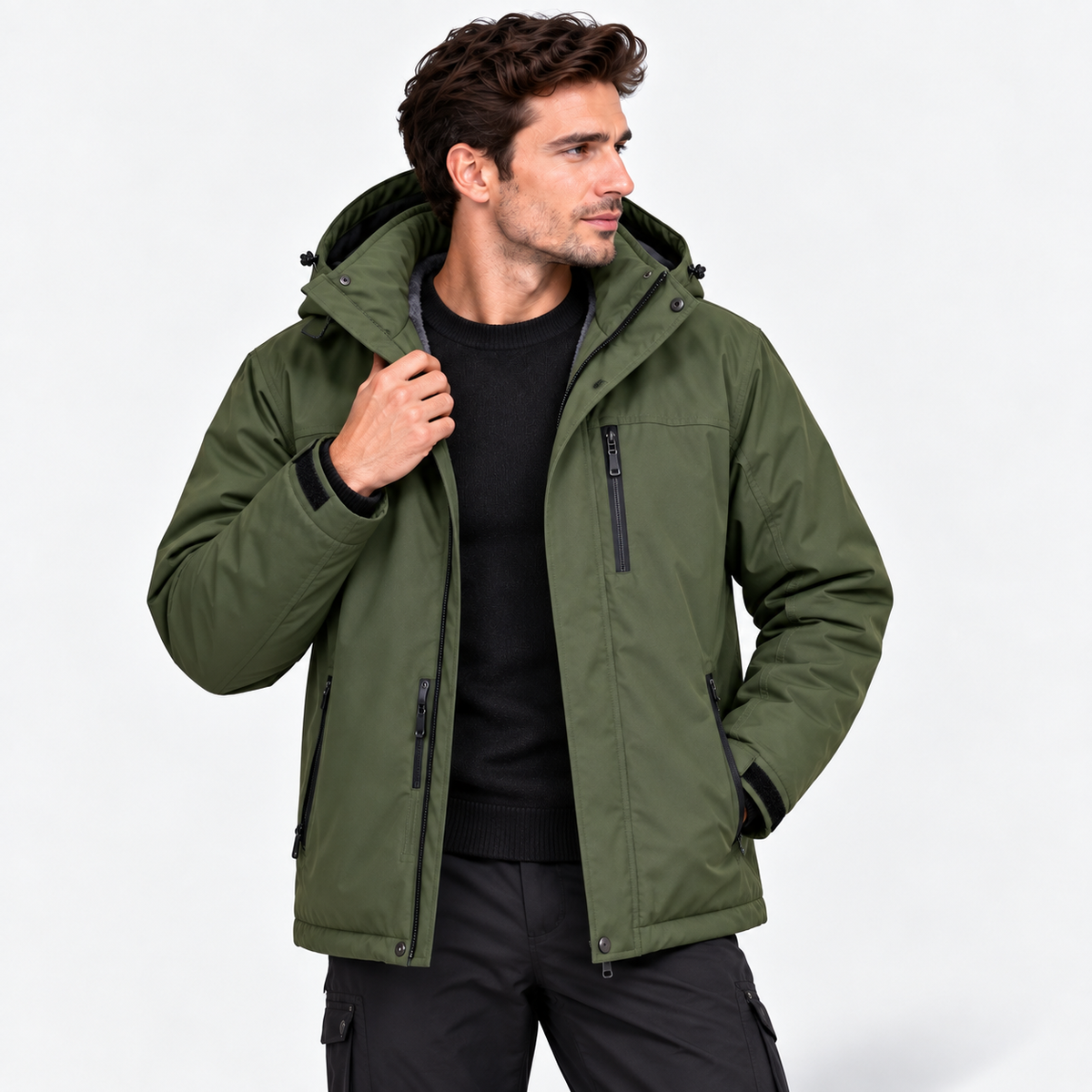 Men’s Heavyweight Fleece-Lined Hooded Winter Jacket