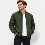 Men’s Executive Stand Collar Jacket – Casual Business Zip-Up Coat