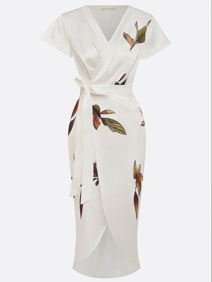 Julianne | Elegante wikkel maxi jurk print getailleerd