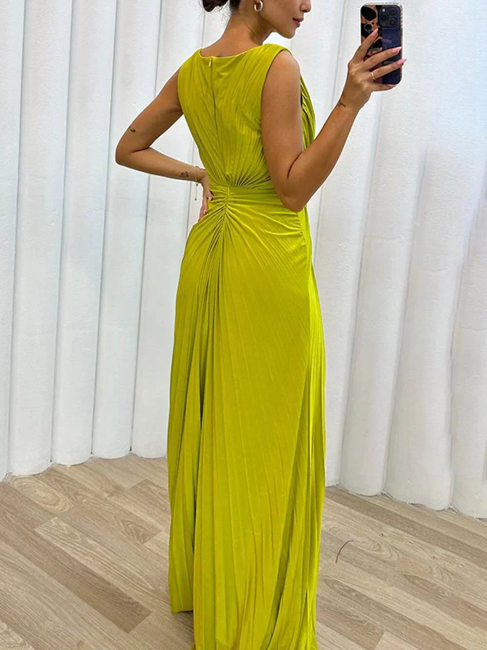 Freesia | Geplooid maxi jurk vloeiend elegant avond