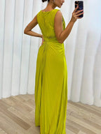Freesia | Geplooid maxi jurk vloeiend elegant avond