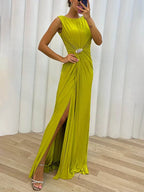 Freesia | Geplooid maxi jurk vloeiend elegant avond