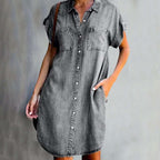 Malou | denim midi jurk casual tijdloos