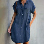 Malou | denim midi jurk casual tijdloos