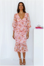 Lara | elegante midi jurk bloemenprint romantisch