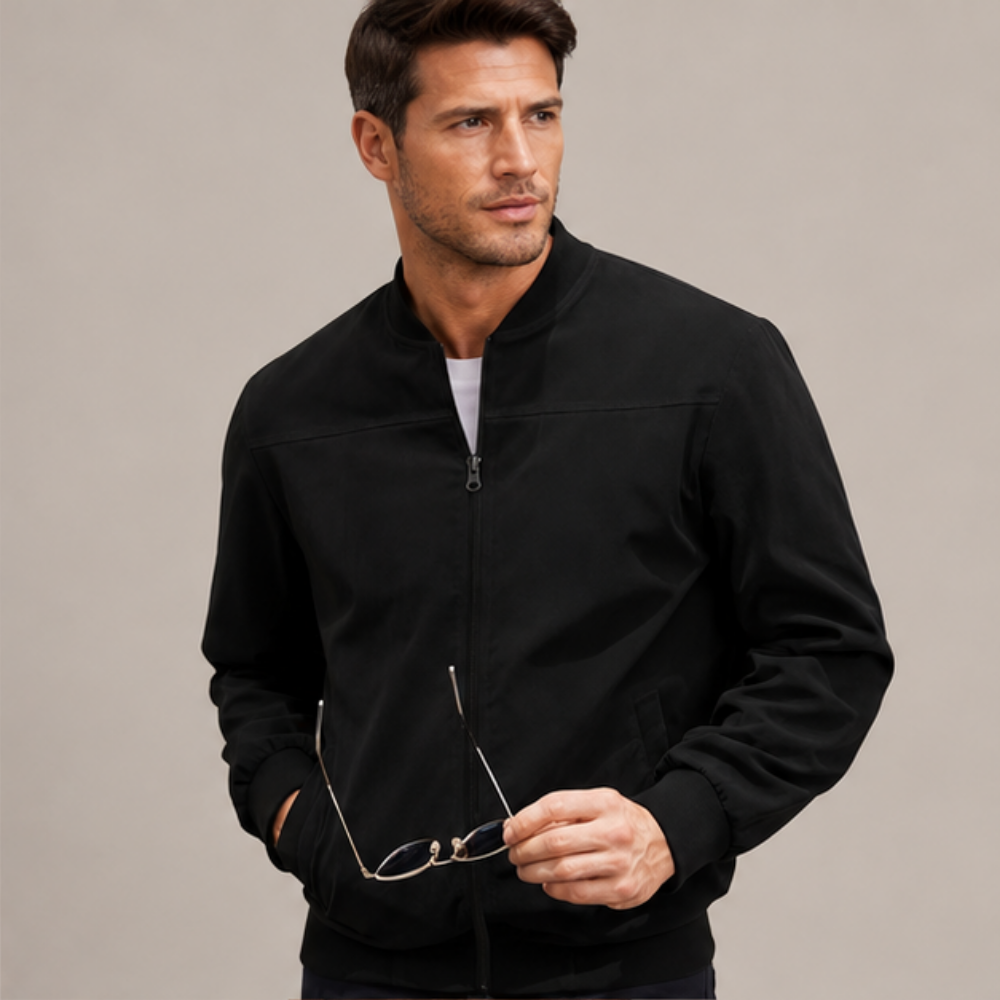Men’s Zip-Up Jacket with Sporty Stand Collar