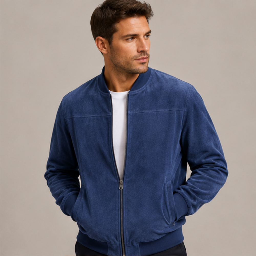 Men’s Zip-Up Jacket with Sporty Stand Collar