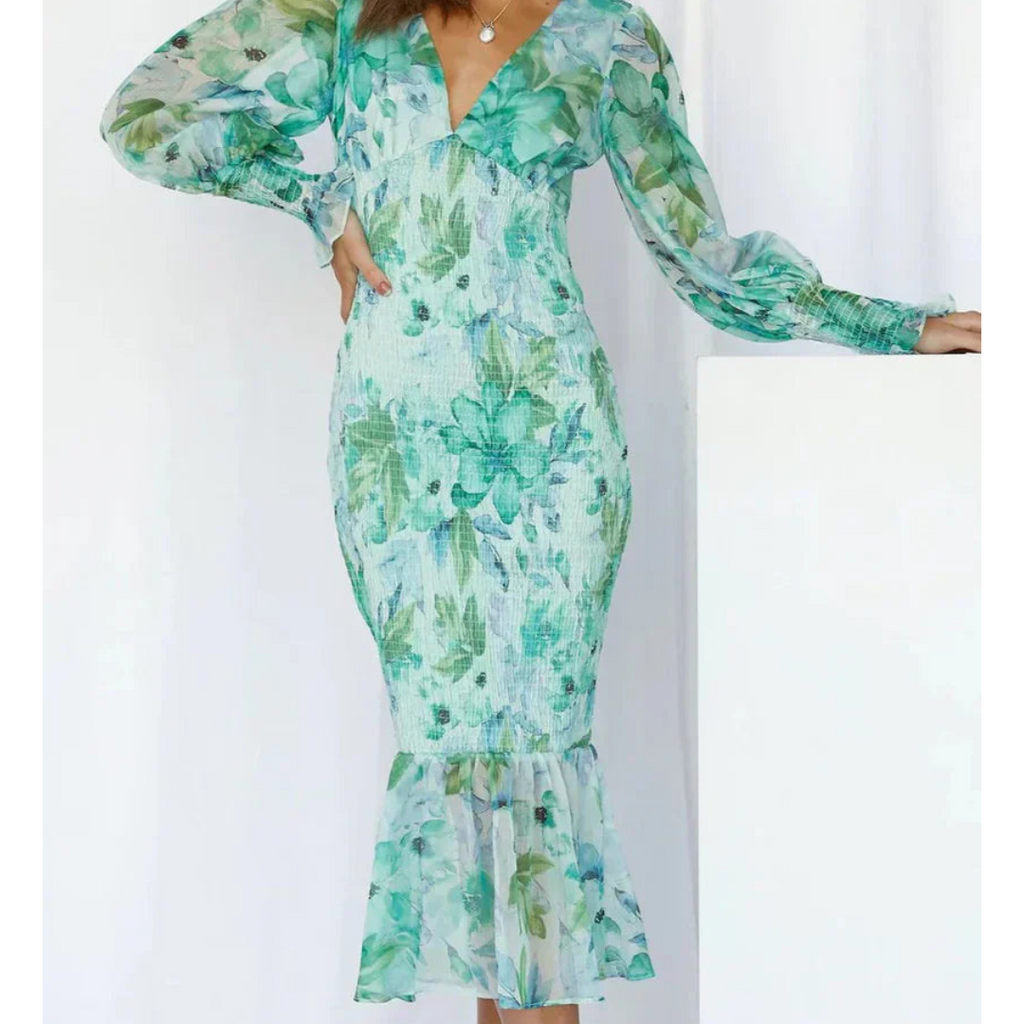 Lara | elegante midi jurk bloemenprint romantisch