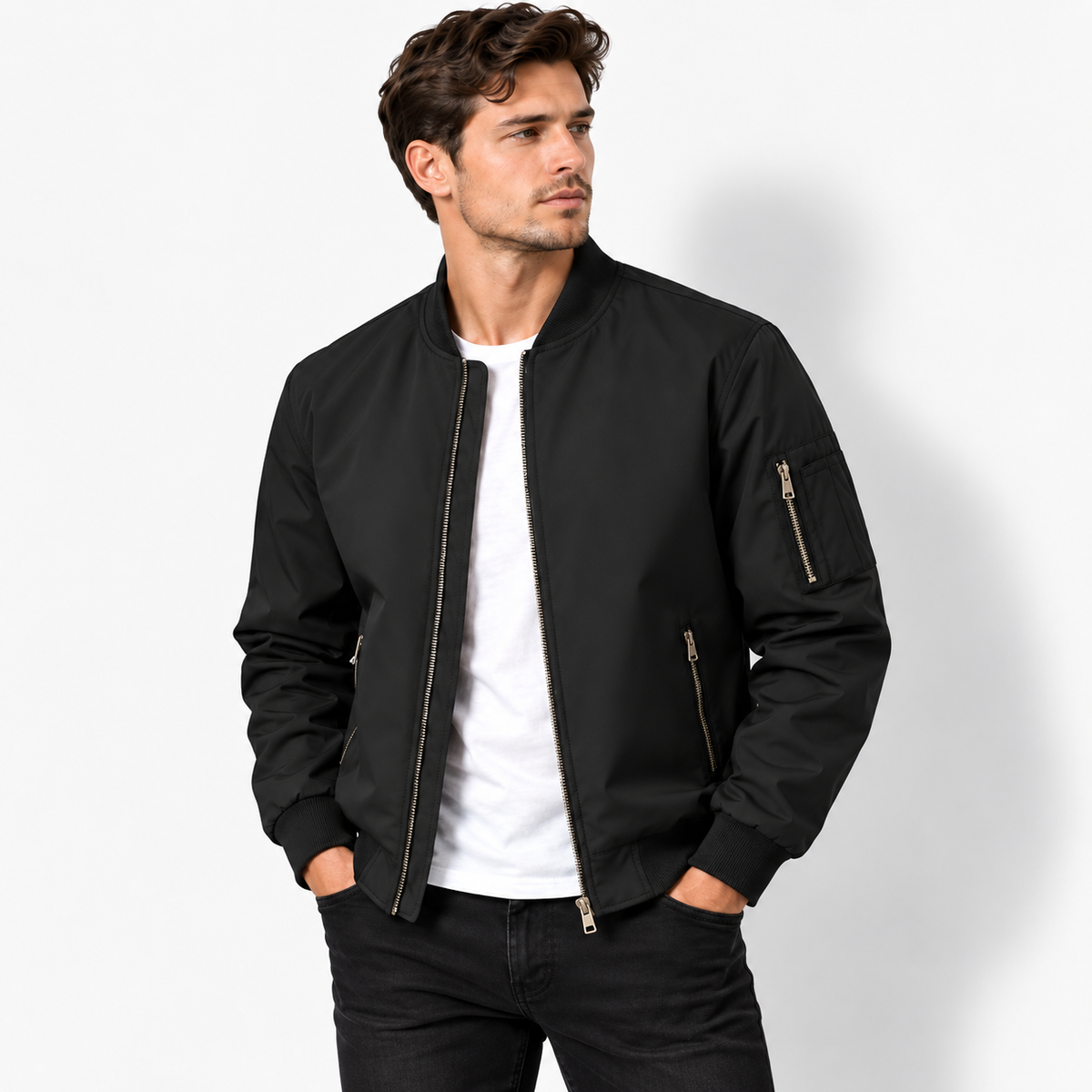 Claude Men’s Transitional Bomber Jacket – Spring & Autumn Casual Outerwear
