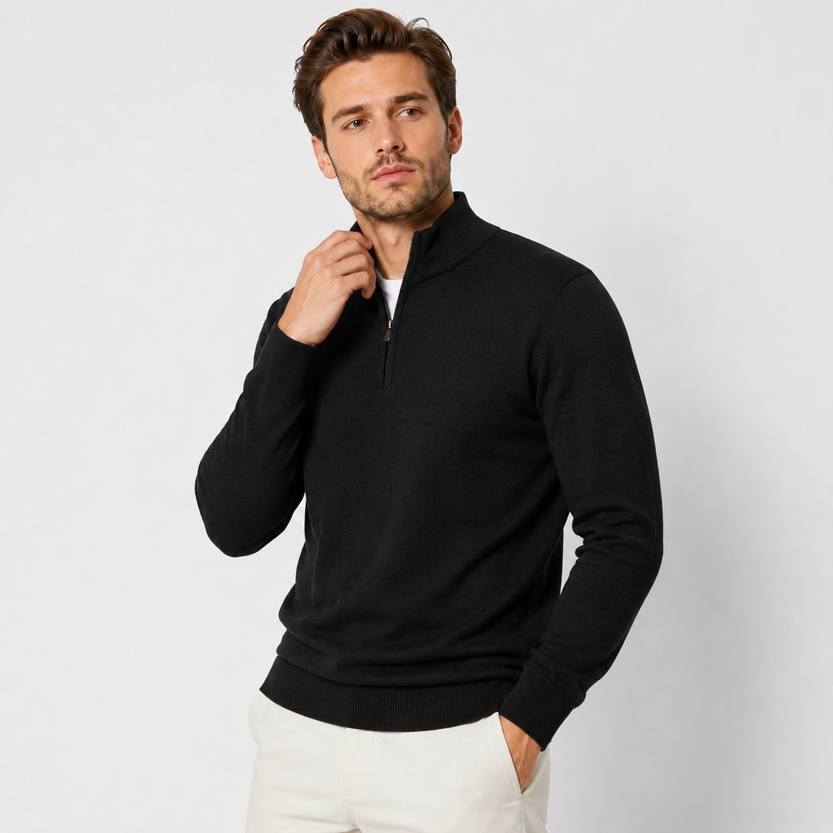 Men’s Sherpa Half-Zip Sweatshirt – Warm Stand Collar Pullover