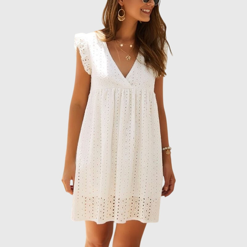 Noa | comfortabel zomer mini jurk v hals