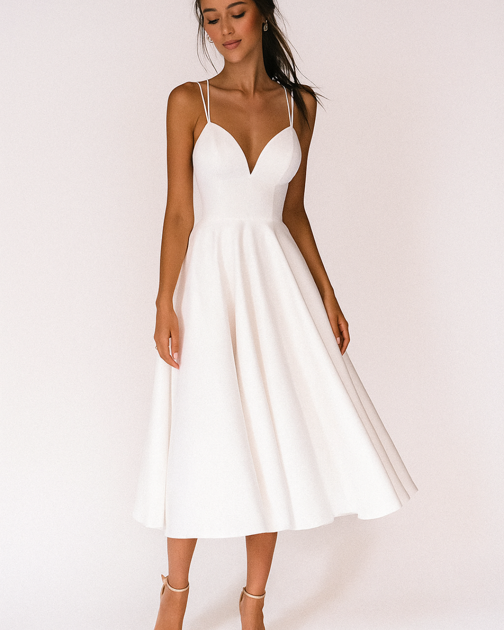 Katie | Strappy midi jurk elegant bruiloft