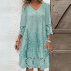 Helena | katoenen zomerjurk v-hals kanten details luchtig