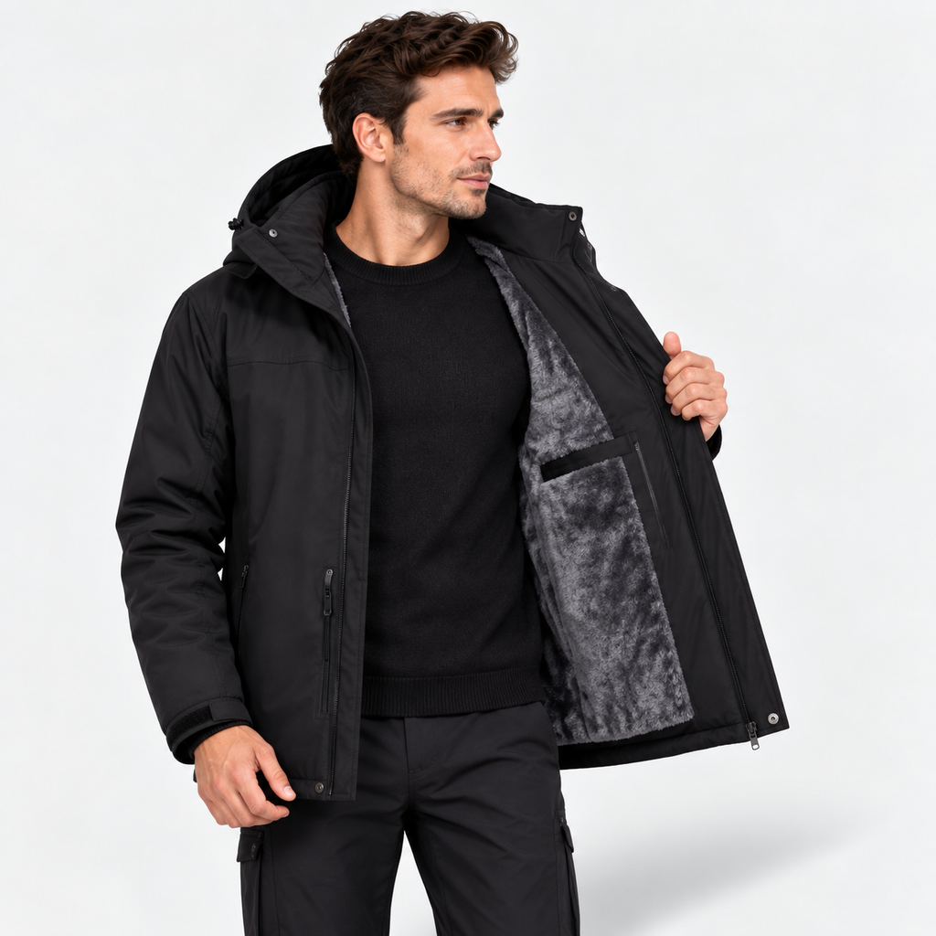 Men’s Heavyweight Fleece-Lined Hooded Winter Jacket