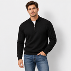 Men’s Warm Stand Collar Zip-Up Knit Sweater – Business Casual Fall & Winter Pullover