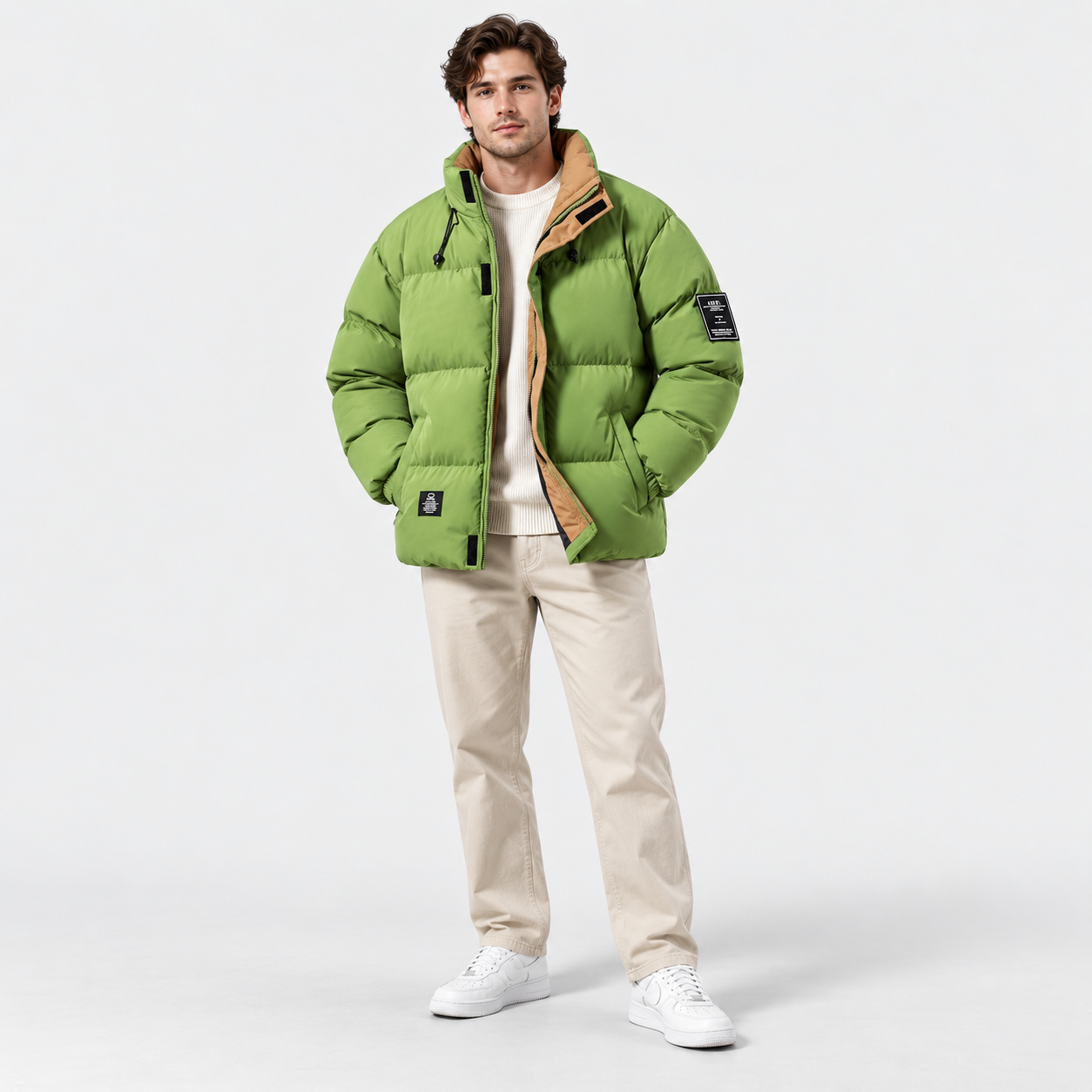 Men’s Warm Padded Zip-Up Jacket – Casual Windproof Winter Coat