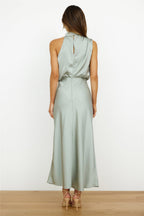 Yara | elegante midi jurk asymmetrische hals veelkleurig