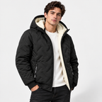 Men's Fleece-Lined Hooded Padded Jacket – Warm Autumn & Winter Coat
