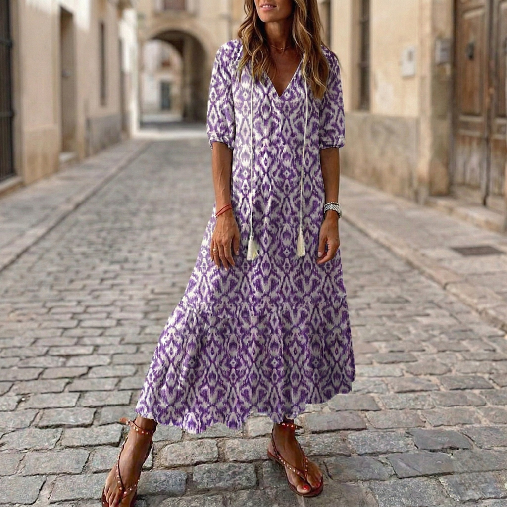 Annika | Comfortabel maxi jurk patroon dames