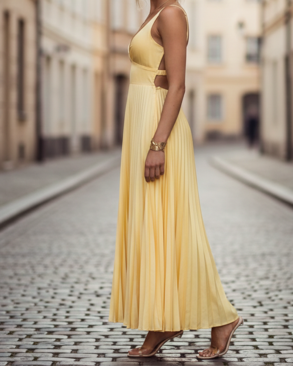 Elara | Elegante maxi jurk plissé feestjurk dames