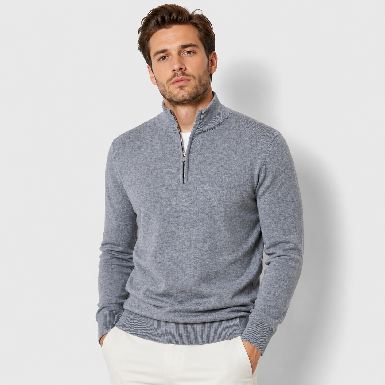 Men’s Sherpa Half-Zip Sweatshirt – Warm Stand Collar Pullover