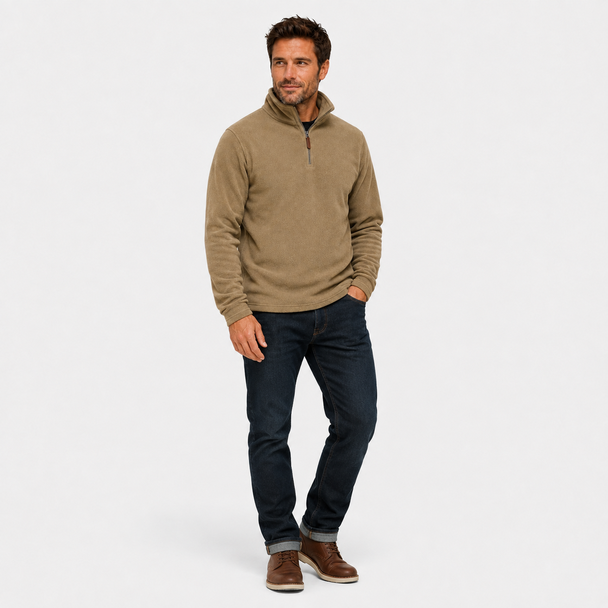 Men's Fleece Half-Zip Stand Collar Sweatshirt