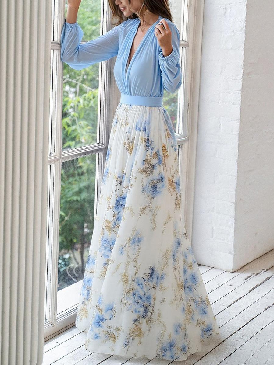 Kelli | Kleurrijke bloemen maxi jurk vloeiend elegant