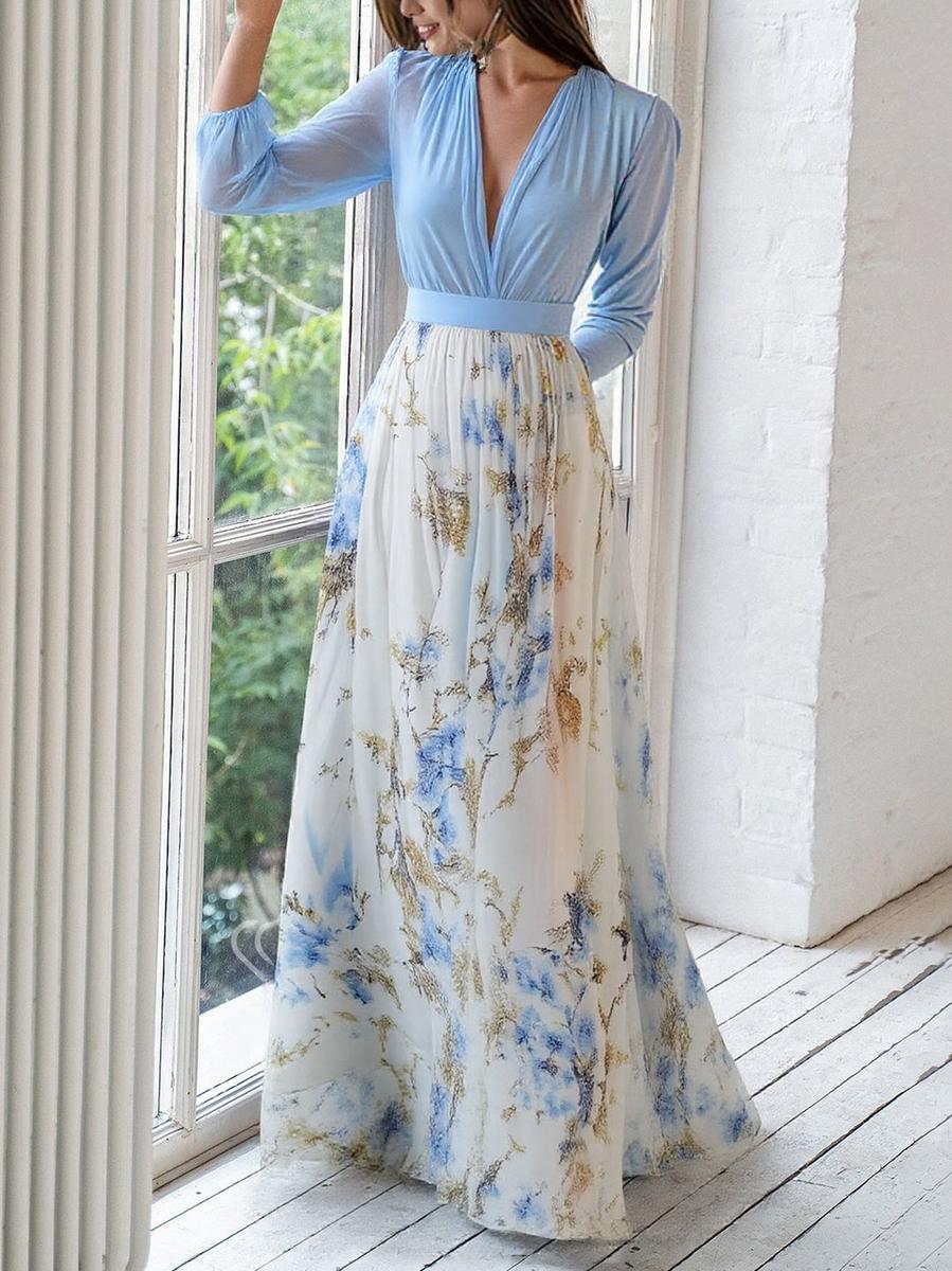Kelli | Kleurrijke bloemen maxi jurk vloeiend elegant