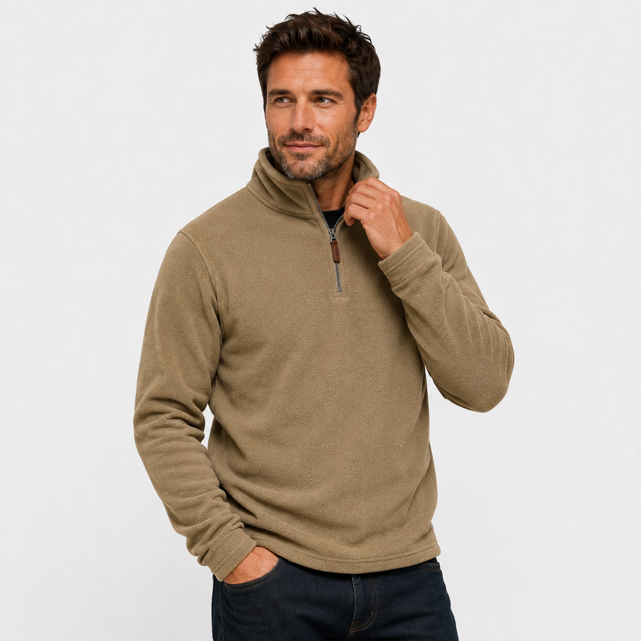 Men's Fleece Half-Zip Stand Collar Sweatshirt