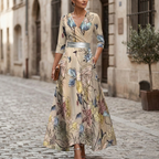 Sanne | Elegant bloemen maxi jurk v hals