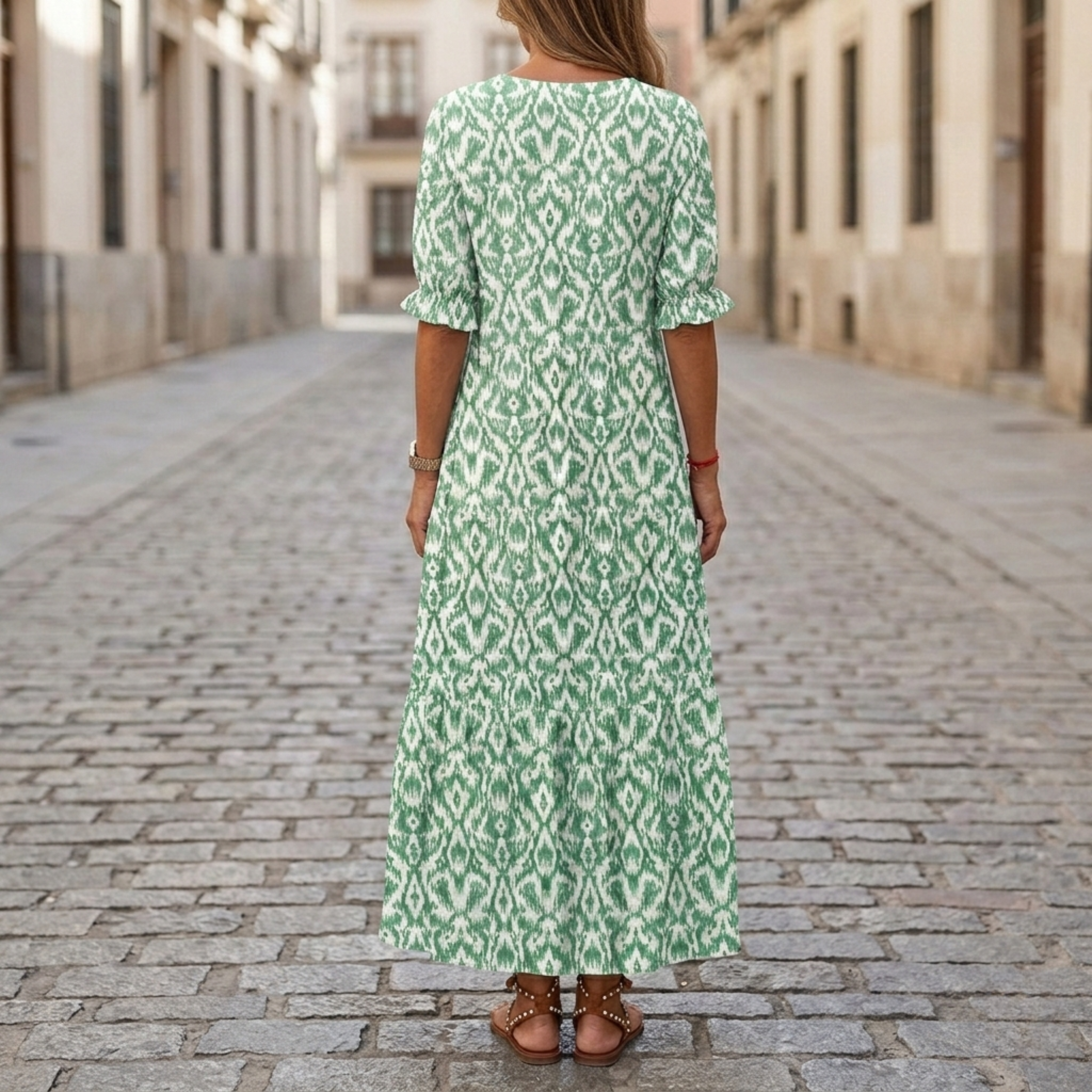 Annika | Comfortabel maxi jurk patroon dames