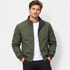 Men’s Reversible Utility Jacket – Stand Collar Casual Zip-Up Coat