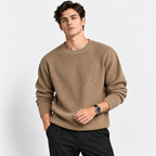 Men’s Ribbed Knit Crew Neck Pullover – Casual Long Sleeve Sweater