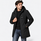 Men’s Hooded Trench Coat – Casual Drawstring Zip-Up Spring & Autumn Jacket