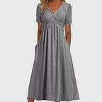 Amanda | stijlvolle v-hals midi jurk elegant