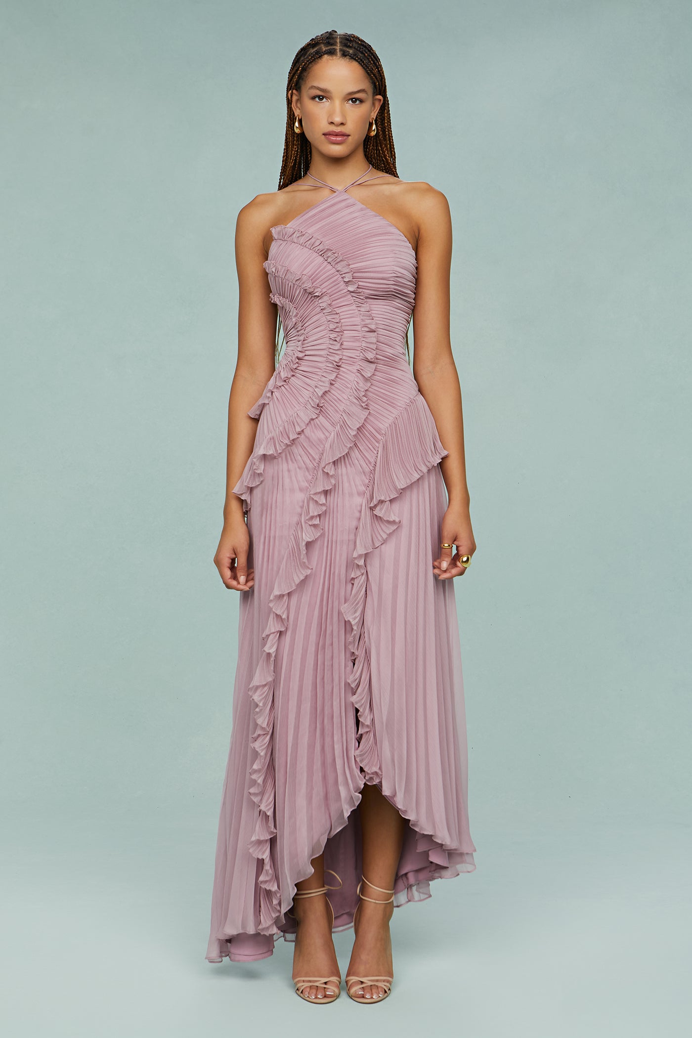 Estelle | Halter maxi jurk geplooid elegant bruiloft