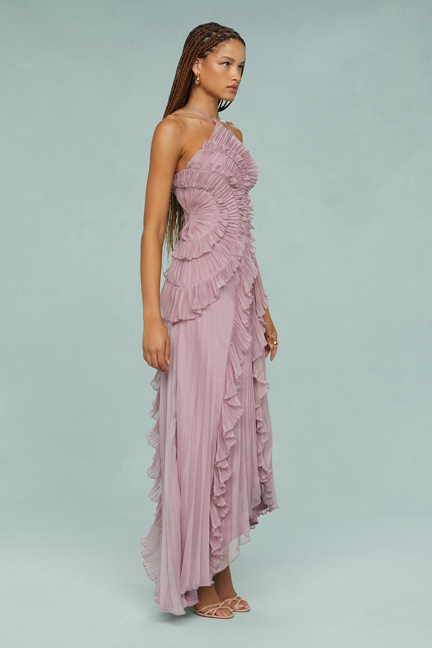 Estelle | Halter maxi jurk geplooid elegant bruiloft