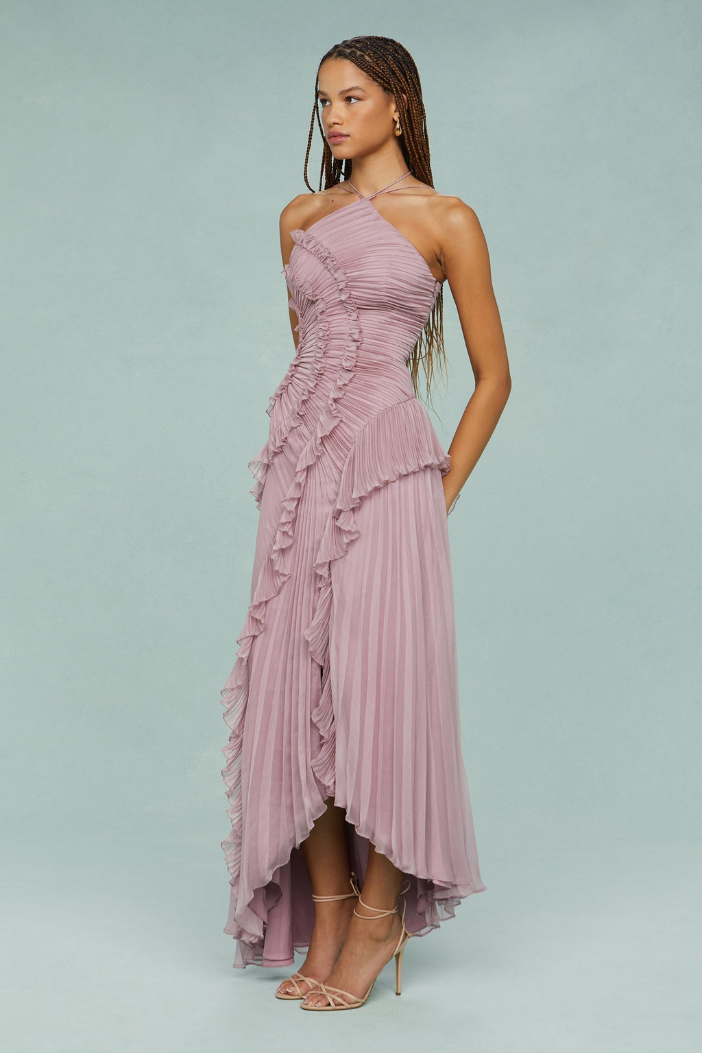 Estelle | Halter maxi jurk geplooid elegant bruiloft