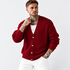 Men’s Dark Green Knit Cardigan – Casual Lapel Open-Front Fall & Winter Sweater