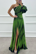Bonnie | Gestreepte één schouder maxi jurk elegant