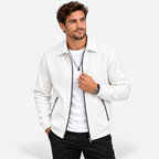 Men’s Waffle Full-Zip Jacket – Lightweight Casual Athletic Lapel Coat