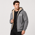 Casual Men's Jacket with Contrasting Hood – Zip Closure and Letter Print