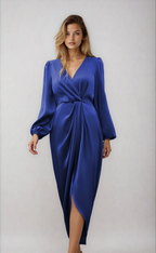 Fiona | wikkel midi jurk v-hals getailleerd casual