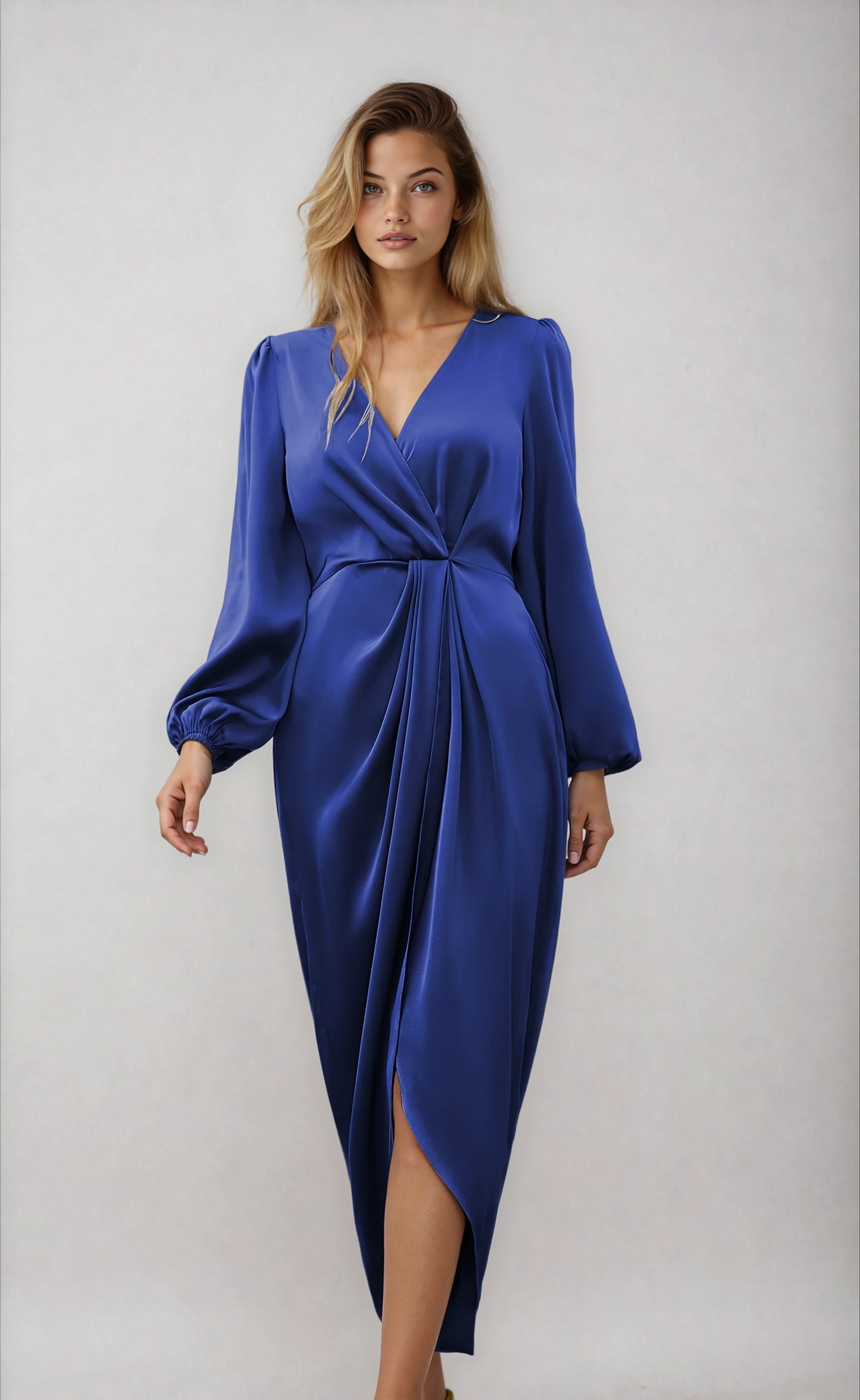 Fiona | wikkel midi jurk v-hals getailleerd casual