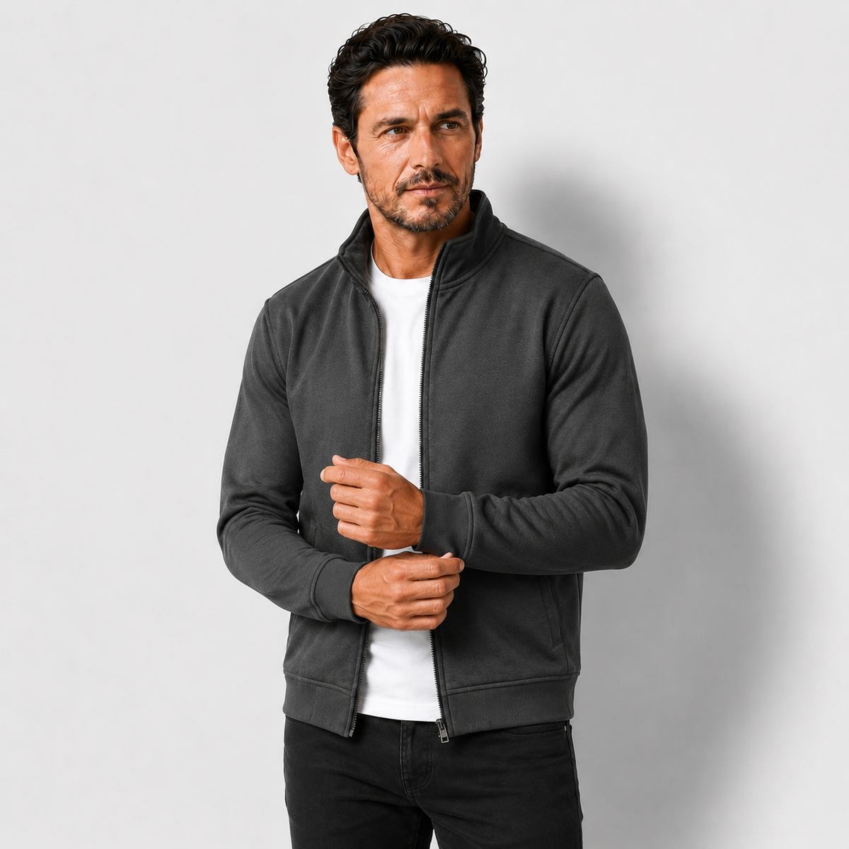 Men's Full-Zip Stand Collar Sweatshirt