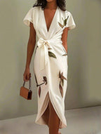 Julianne | Elegante wikkel maxi jurk print getailleerd