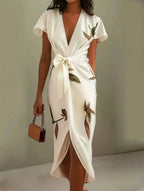 Julianne | Elegante wikkel maxi jurk print getailleerd