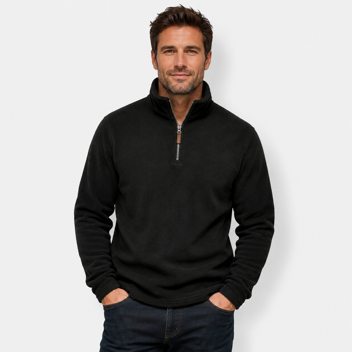 Men's Fleece Half-Zip Stand Collar Sweatshirt